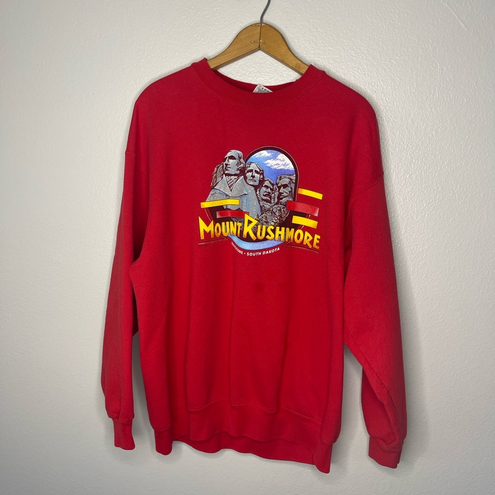 Vintage Fruit Of The Loom Mt.Rushmore South Dakota Red Sweater Size X-Large